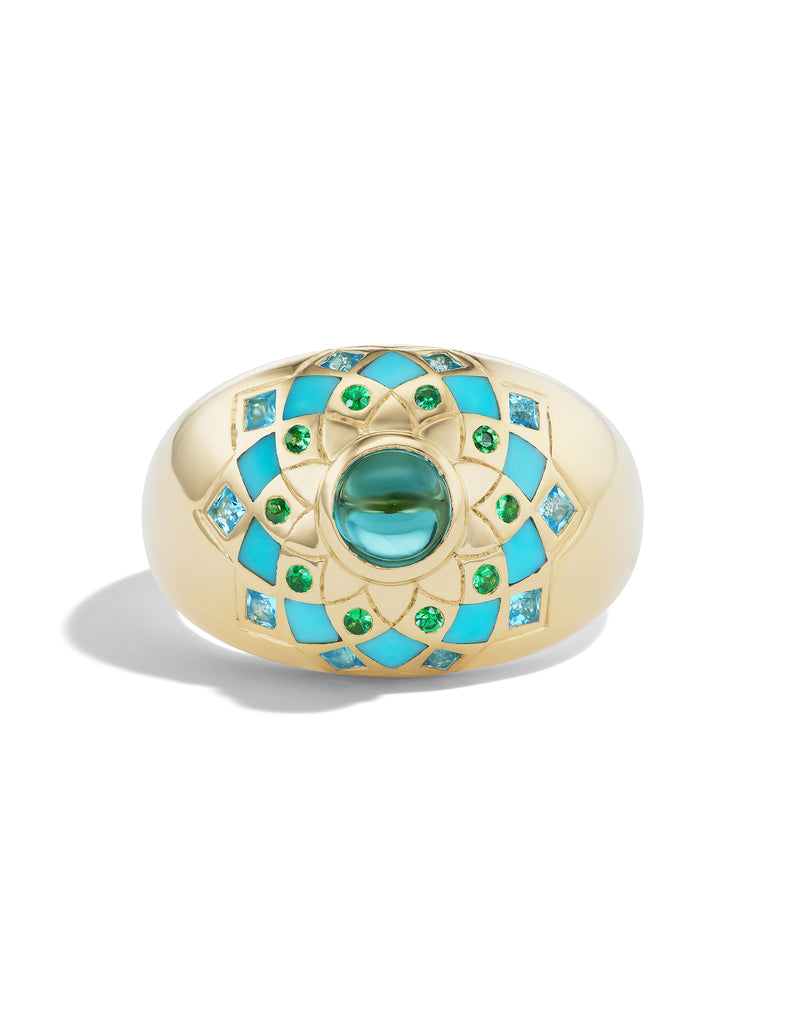 Temple Mandala Dome Inlay Ring