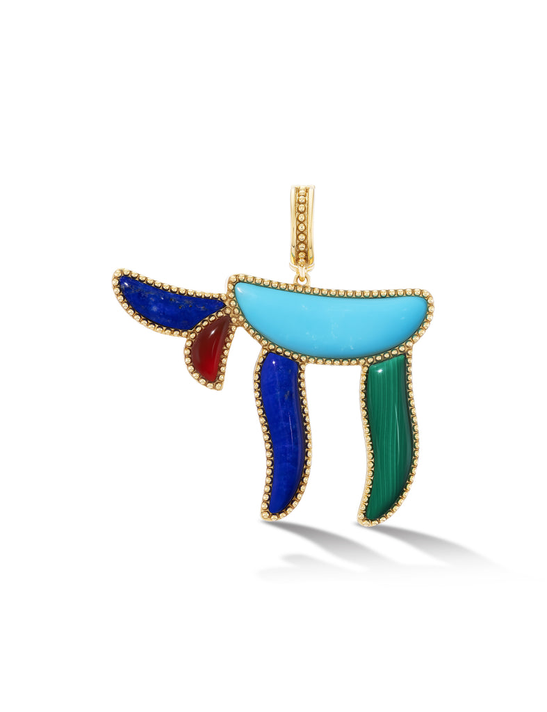 Large Chai Inlay Pendant