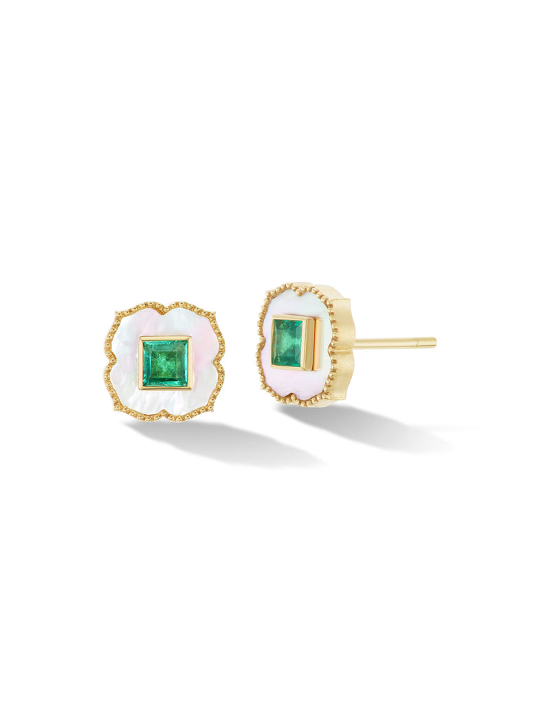 Lotus Inlay Stud Earrings