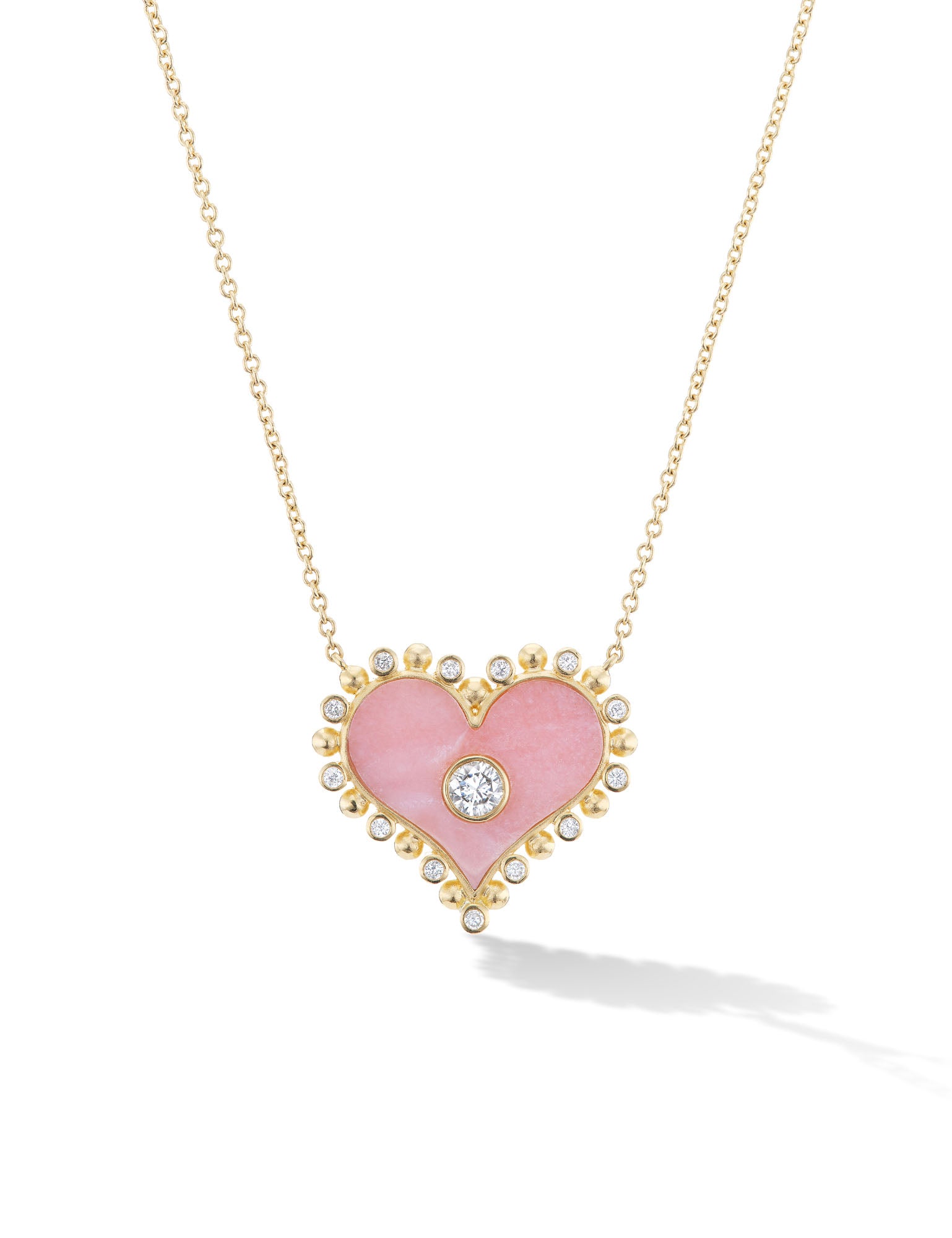 CHANEL Pendant Necklace Gold Heart pink Rhinestone CC Logo 02P 303  RA30350_0425 
